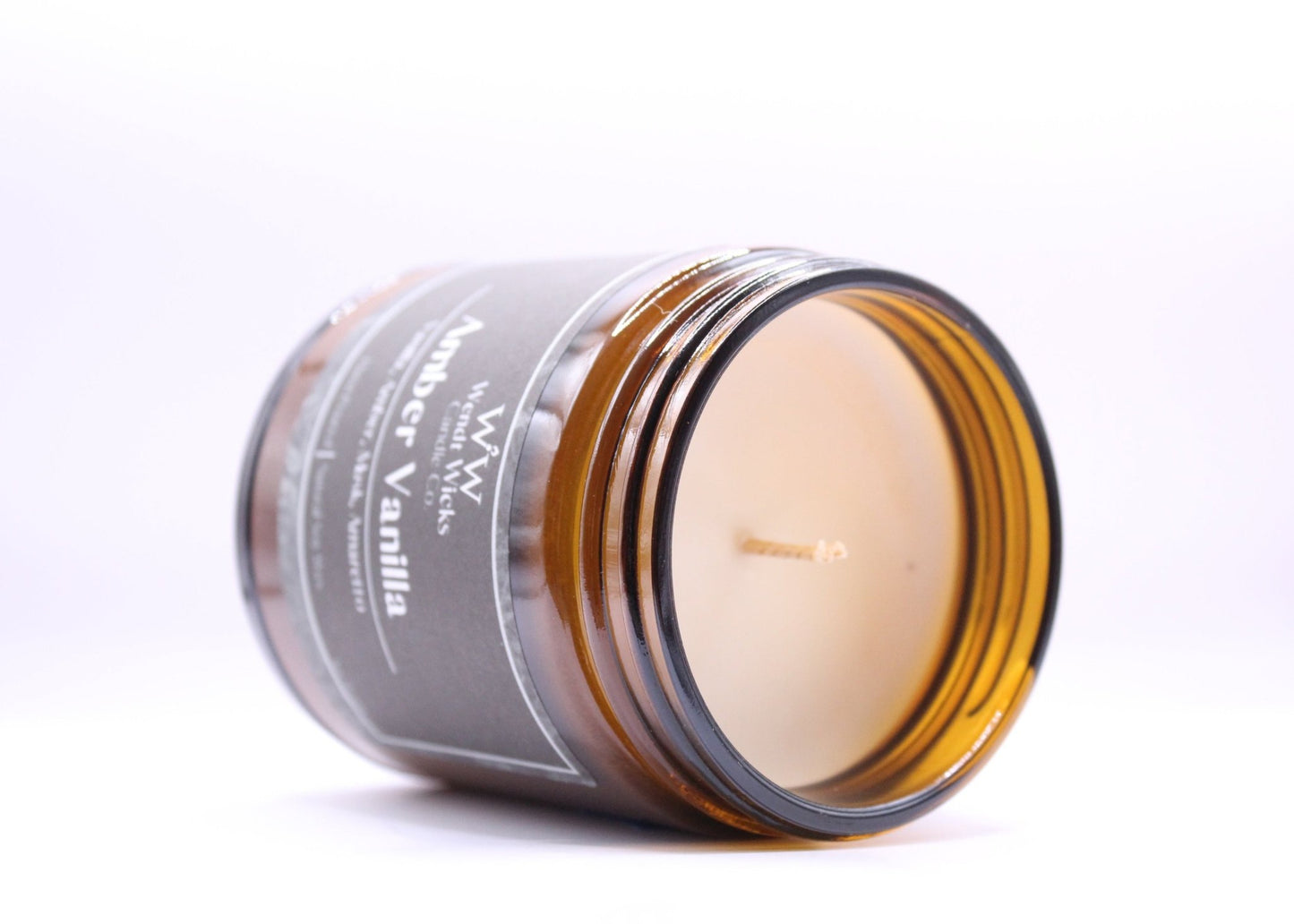 Amber Vanilla - 7 oz Natural Soy Wax Candle - Wendt Wicks Candle Co. - Amber candle