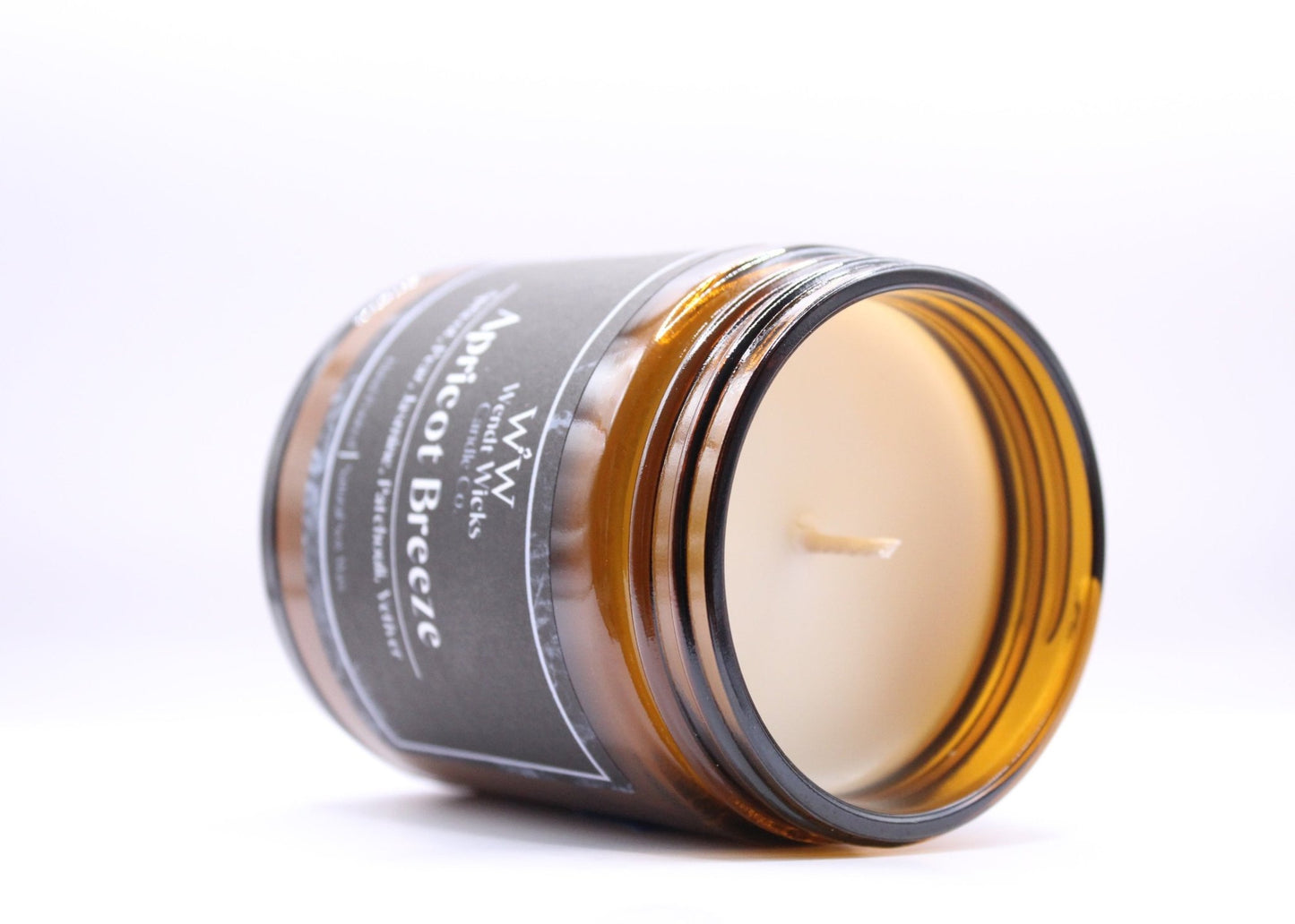 Apricot Breeze - 7 oz Natural Soy Wax Candle - Wendt Wicks Candle Co. - Amber candle