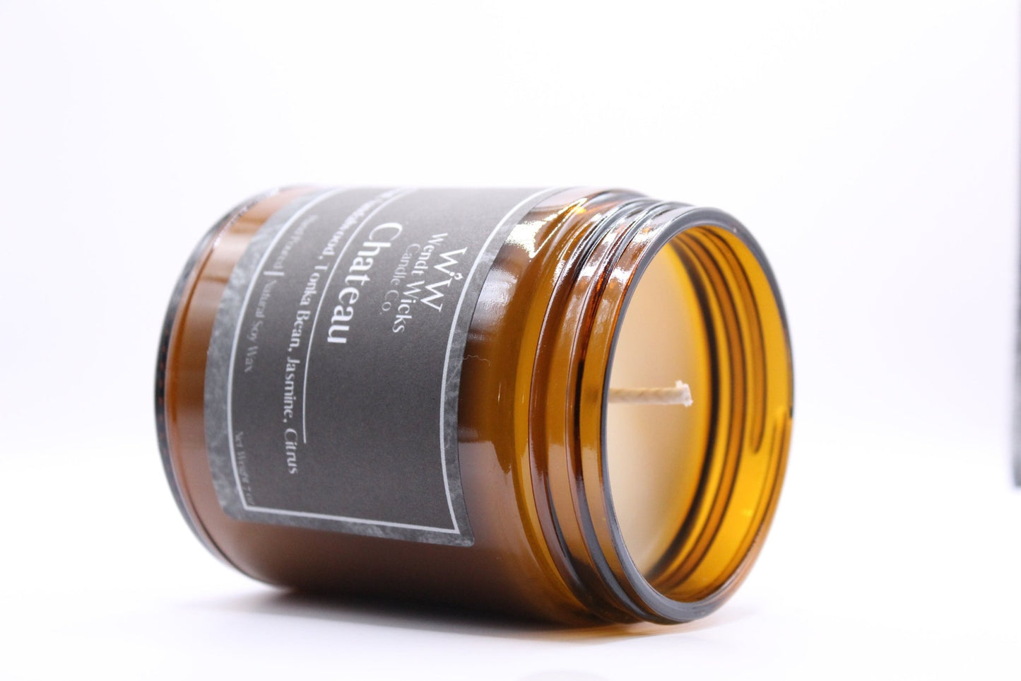 Chateau - 7 oz Natural Soy Wax Candle - Wendt Wicks Candle Co. - Amber candle