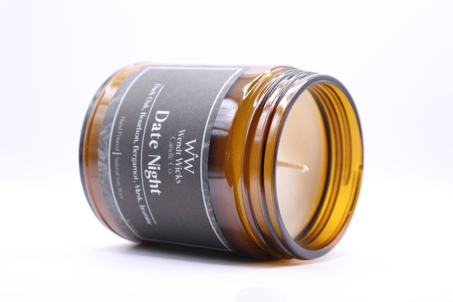 Date Night - 7 oz Natural Soy Wax Candle - Wendt Wicks Candle Co. - Amber candle