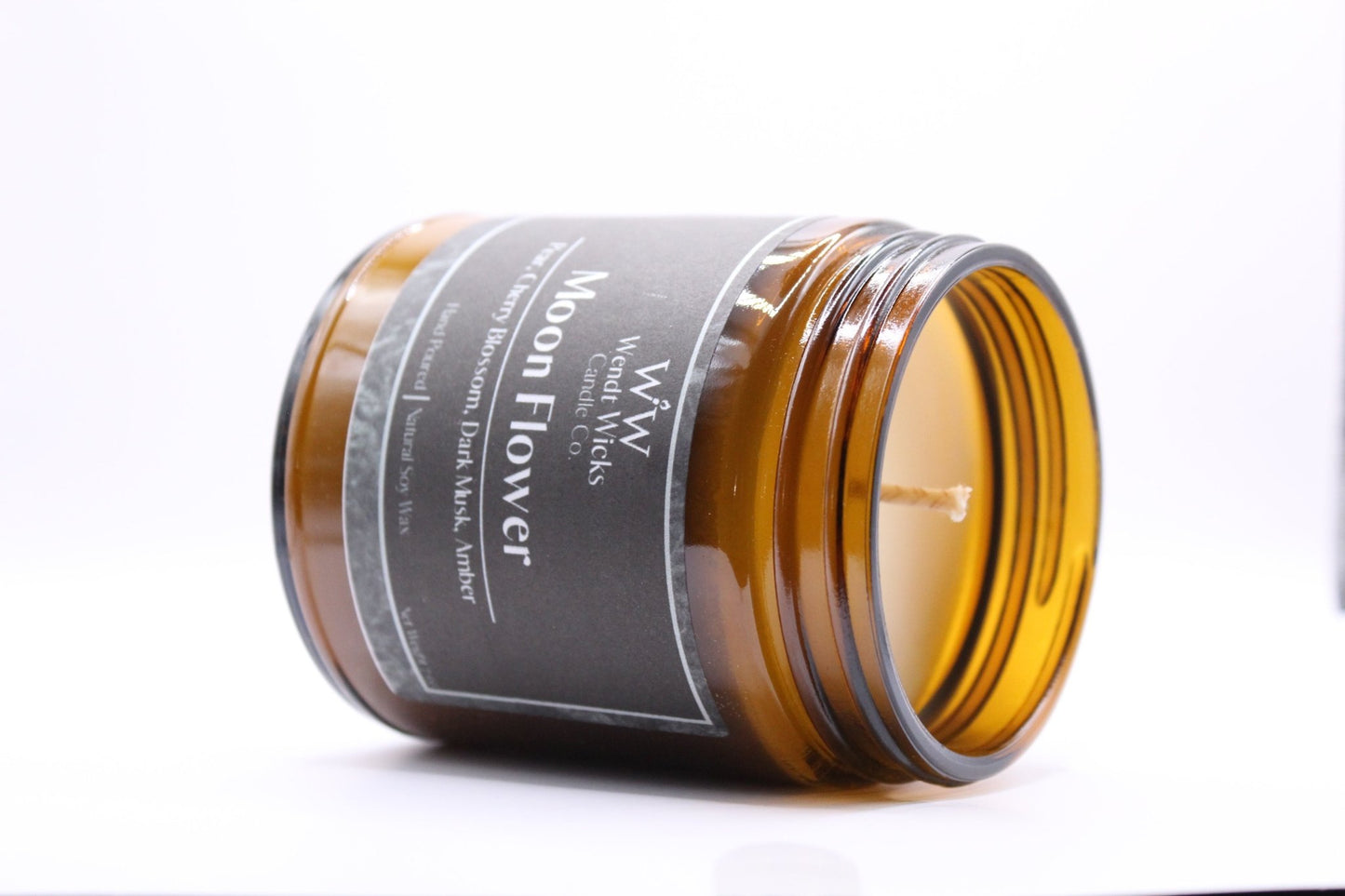 Moon Flower - 7 oz Natural Soy Wax Candle - Wendt Wicks Candle Co. - Amber candle