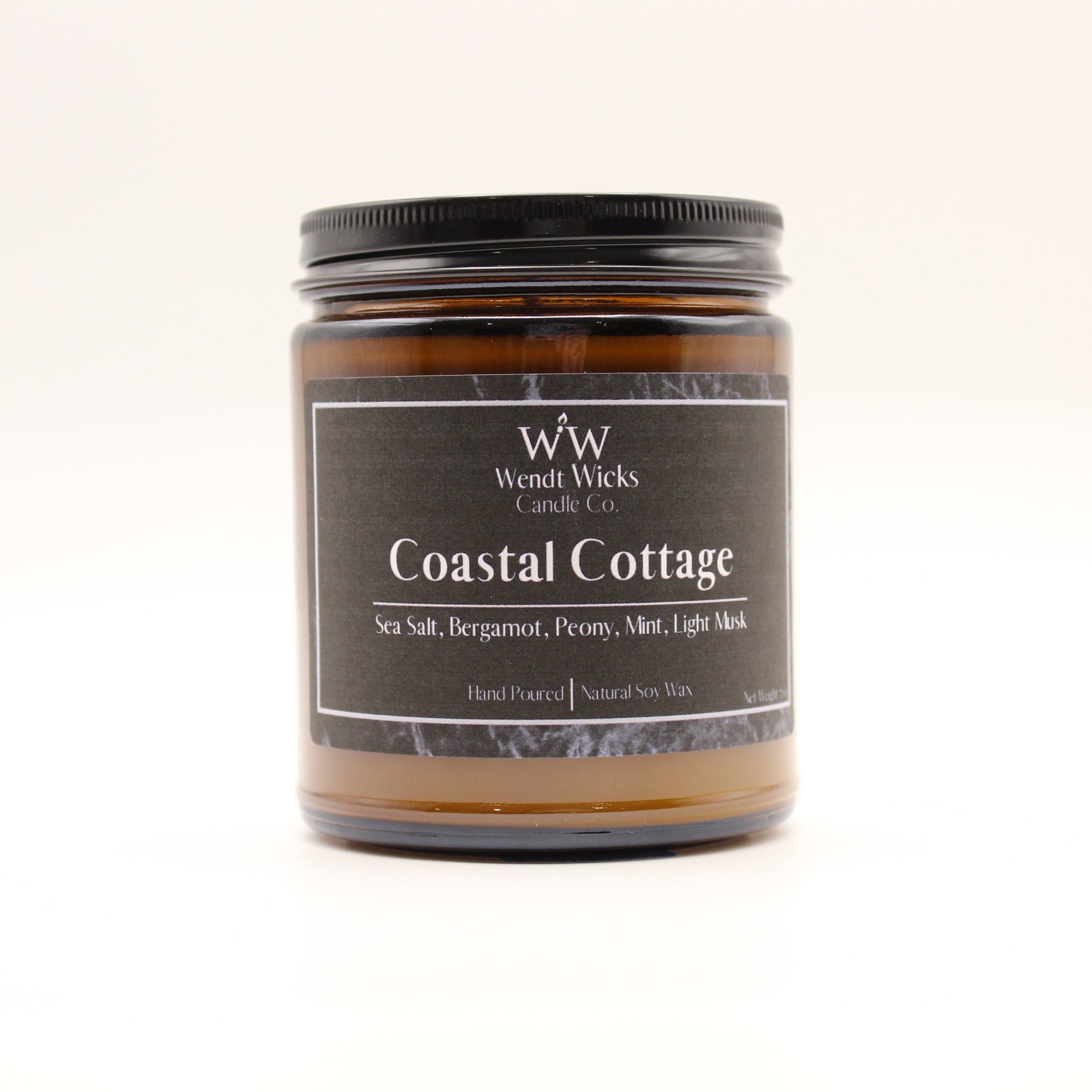 Wendt Wicks Coastal Cottage candle jar on a white background