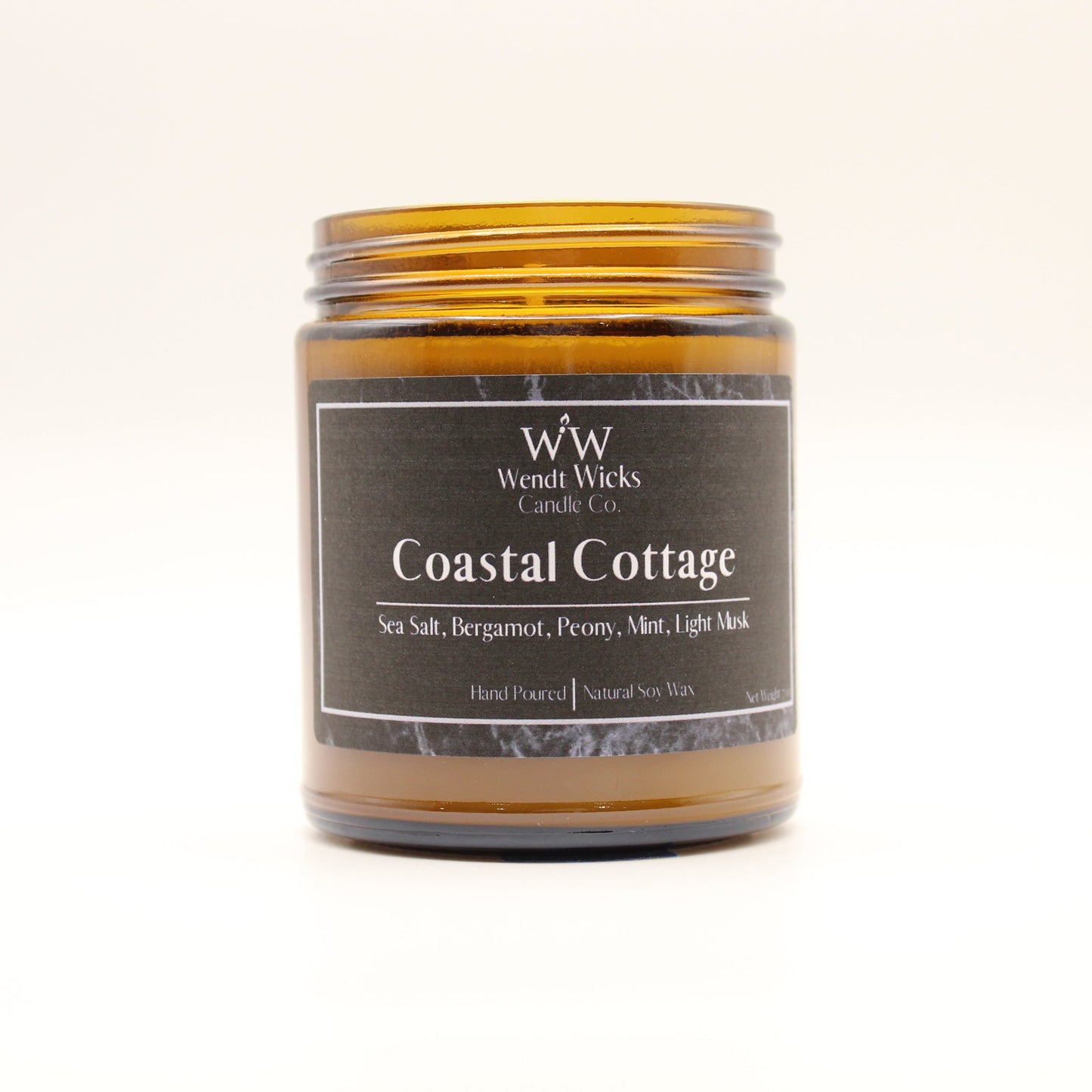 Wendt Wicks candle labeled 'Coastal Cottage' on a white background