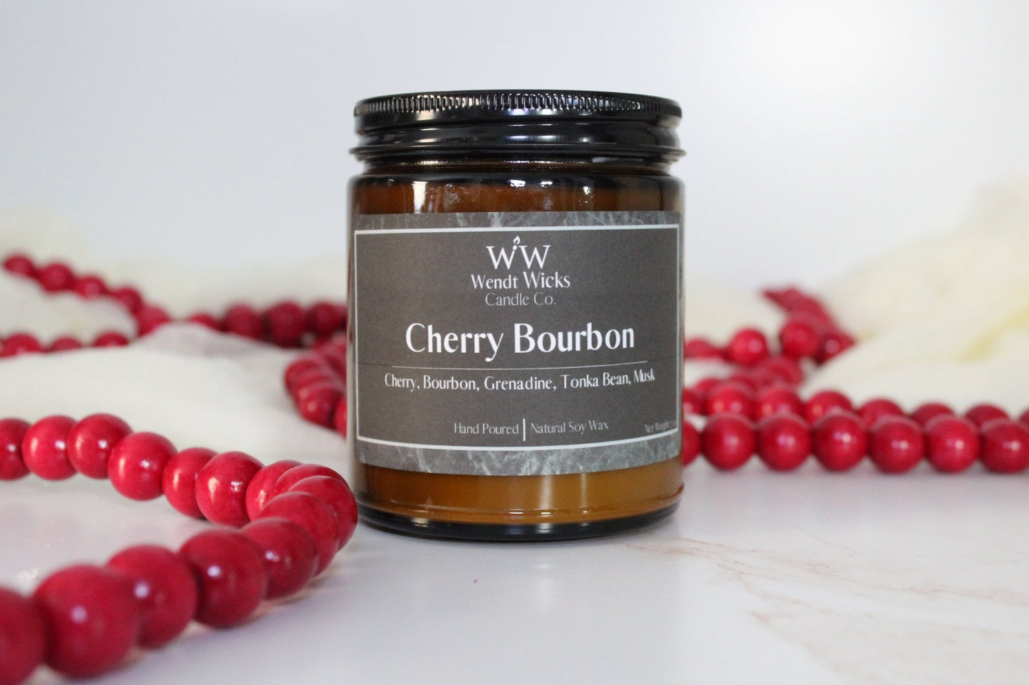 Cherry Bourbon - Wendt Wicks Candle Co. - Amber candle