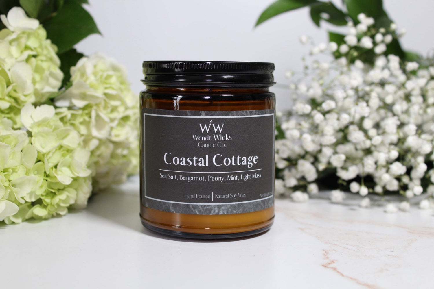 Coastal Cottage - 7 oz Natural Soy Wax Candle - Wendt Wicks Candle Co. - Amber candle