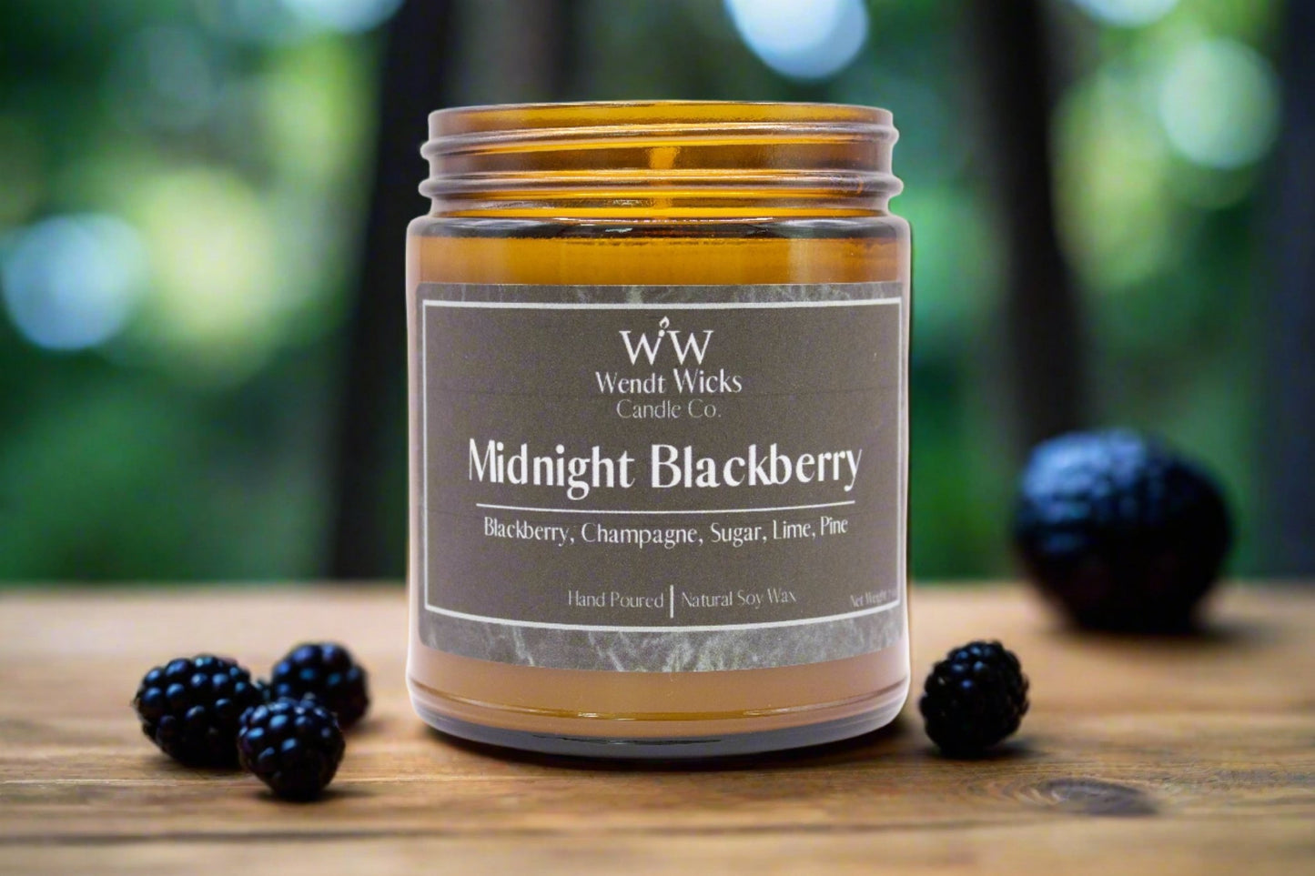 Midnight Blackberry - Wendt Wicks Candle Co. - Amber candle