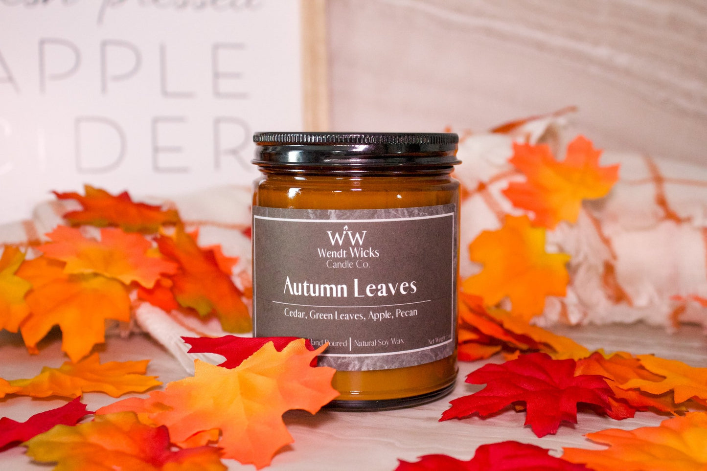 Autumn Leaves Fall 2023 - Wendt Wicks Candle Co. - Amber candle