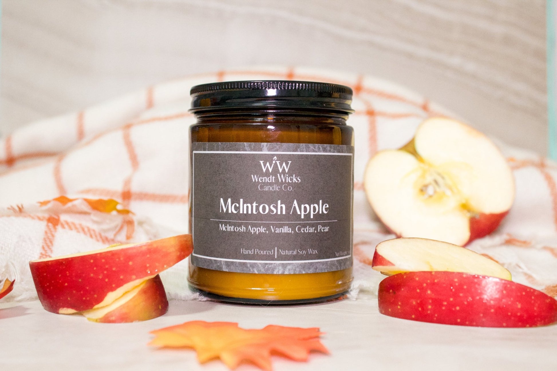 McIntosh Apple - Wendt Wicks Candle Co. - Amber candle